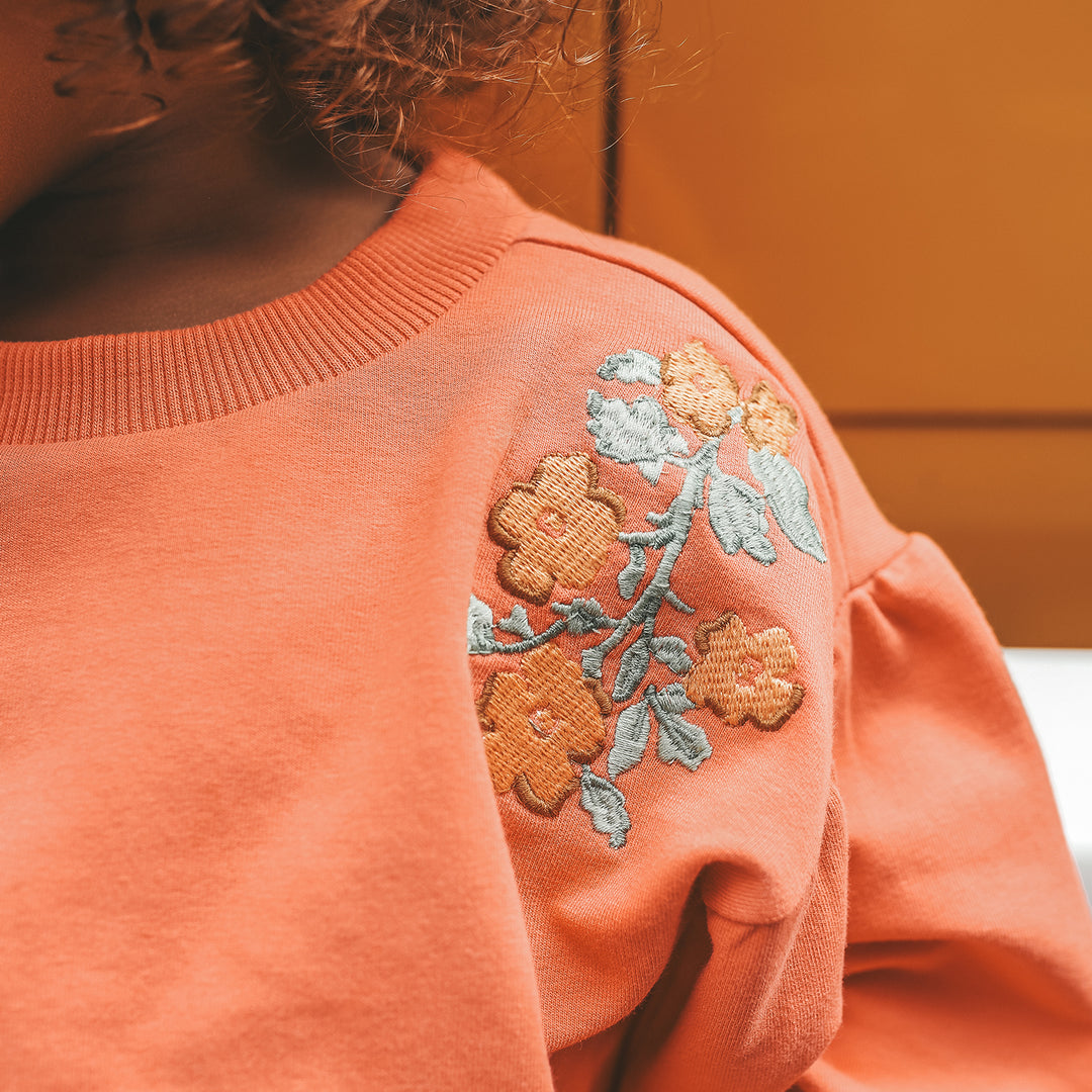 Your Wishes Floral Oversized Sweater - Meisjes - Trui Oranje 3