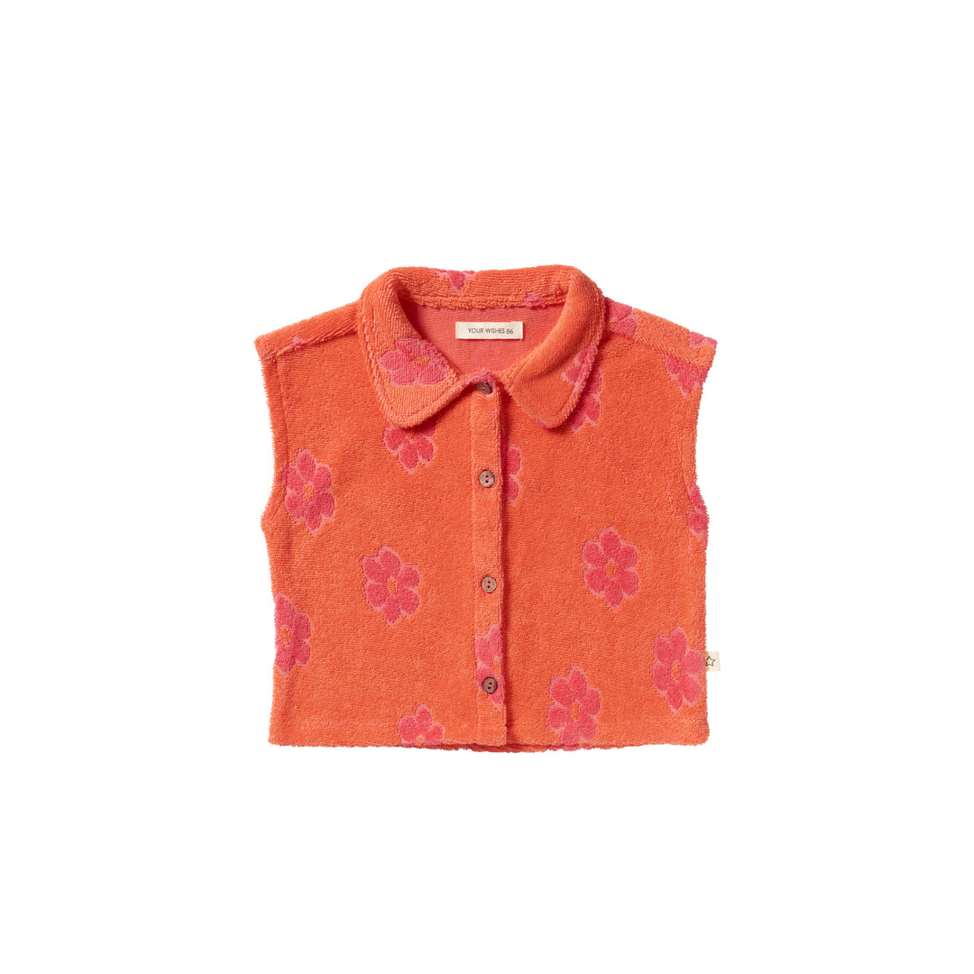 Your Wishes Flower Terry Summer Vest - Meisjes Top Oranje 1