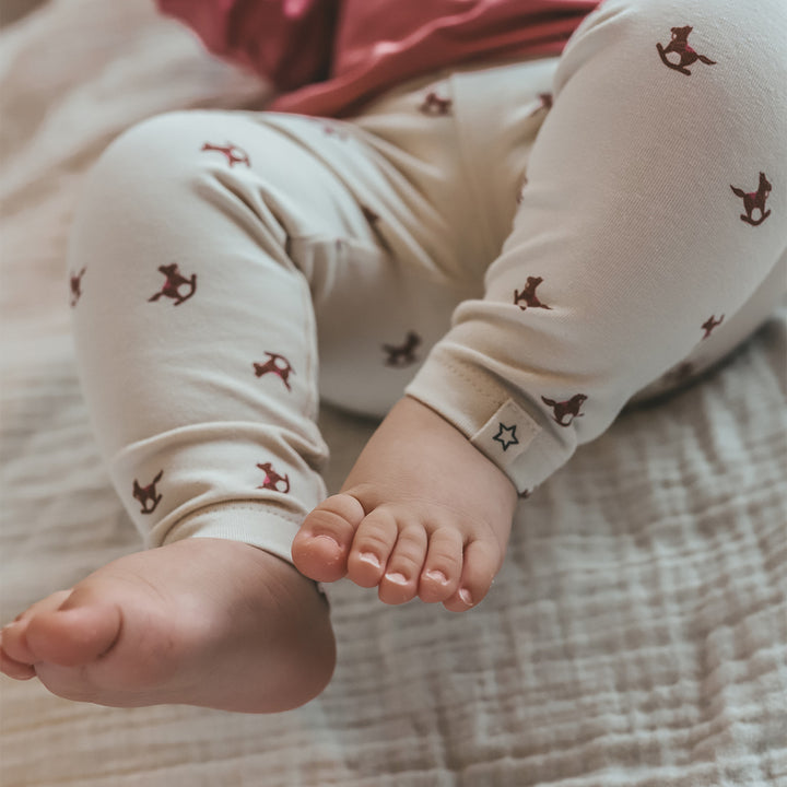 Your Wishes Horse Fitted Legging - Newborn Legging - Ecru 3