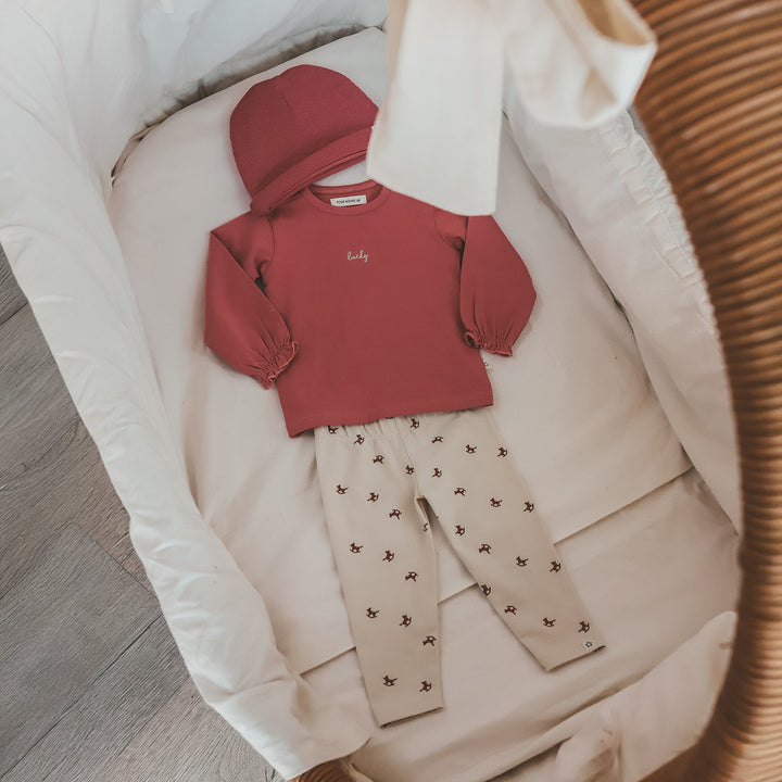 Your Wishes Horse Fitted Legging - Newborn Legging - Ecru 4