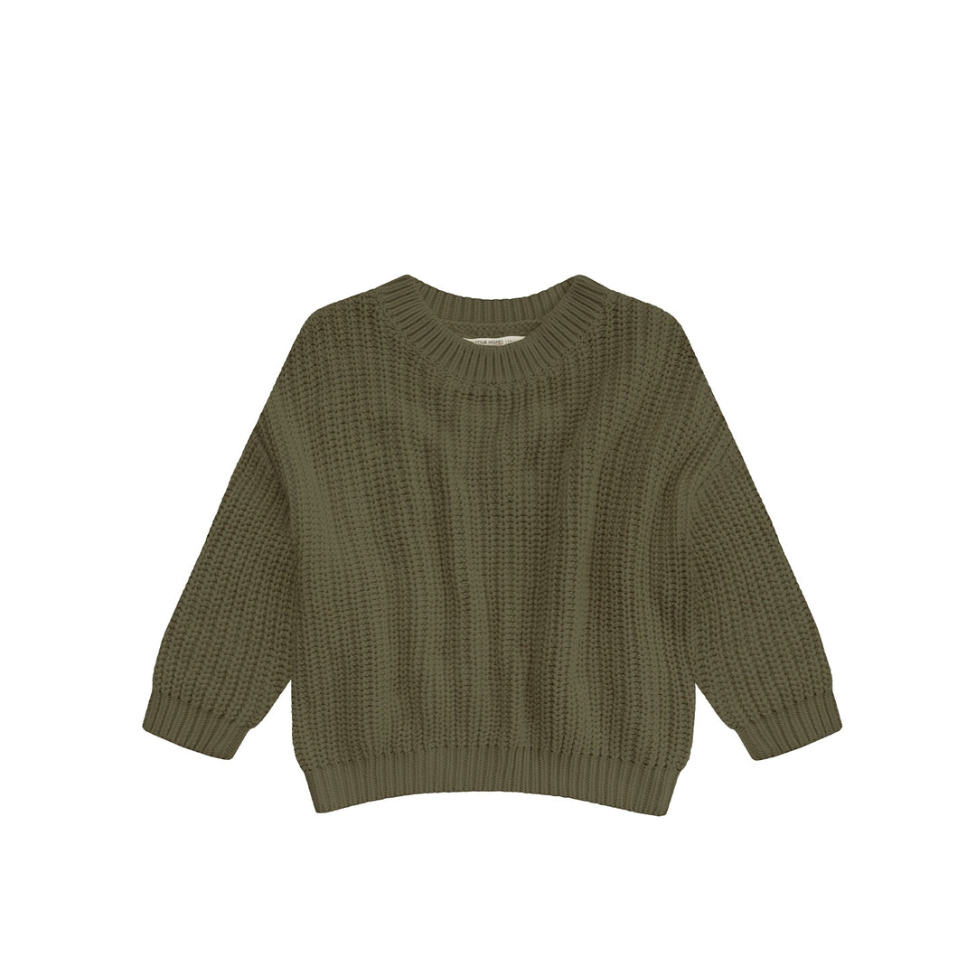 Your Wishes Knit Chunky Sweater Army Green Kindertrui Groen 1