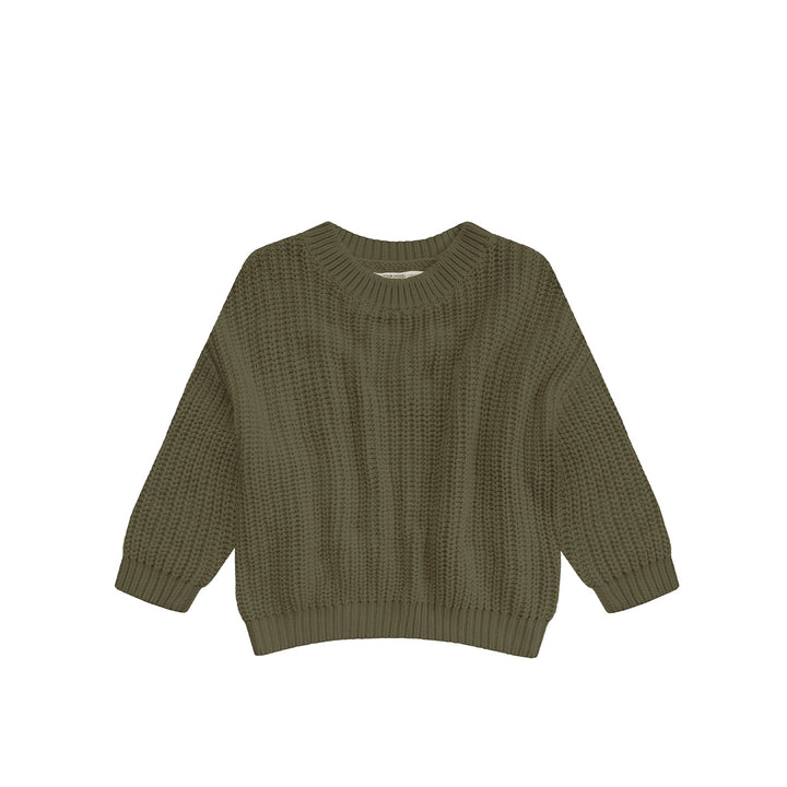 Your Wishes Knit Chunky Sweater Army Green Kindertrui Groen 1