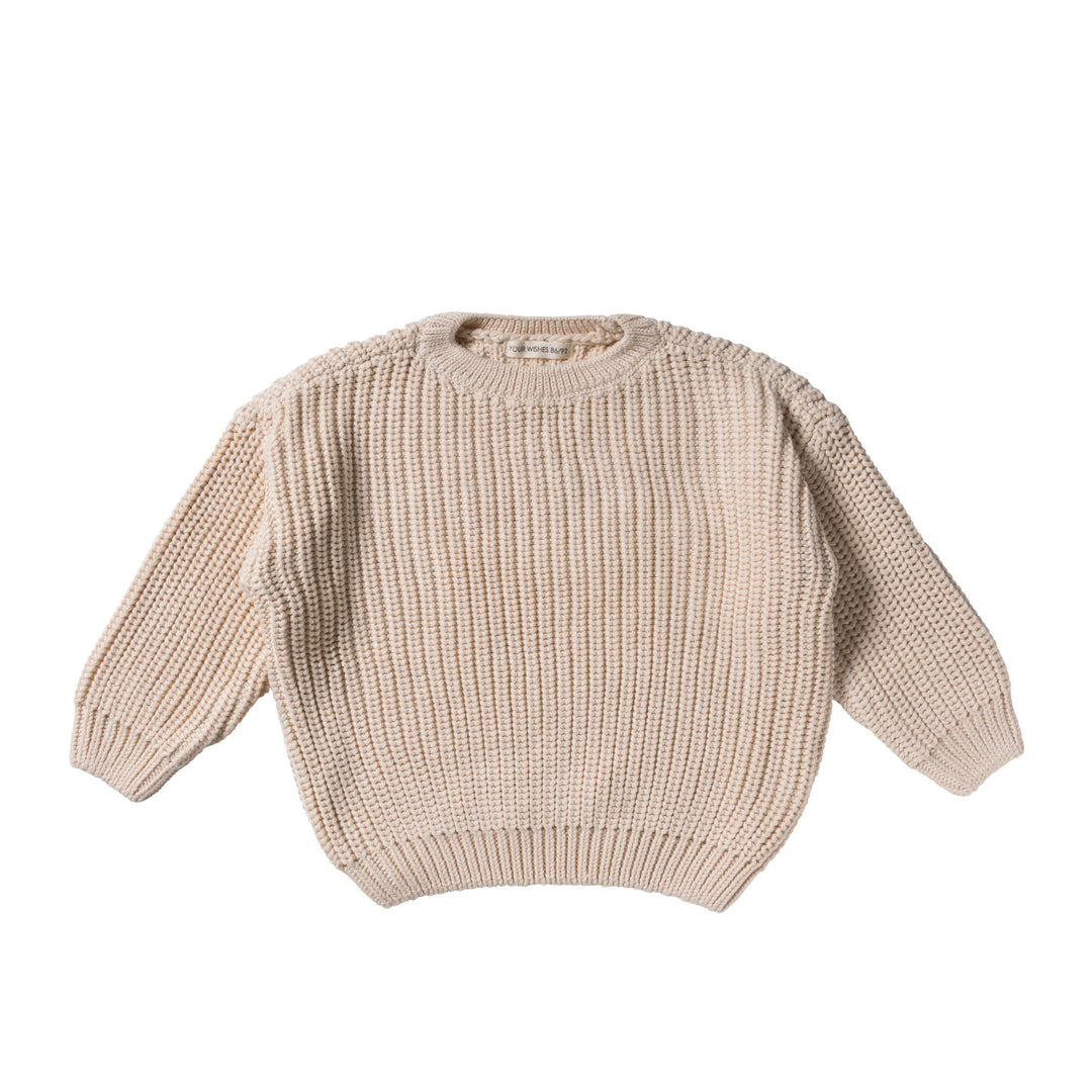  Your Wishes Knit Chunky Sweater Sand - Kindertrui - Ecru 1