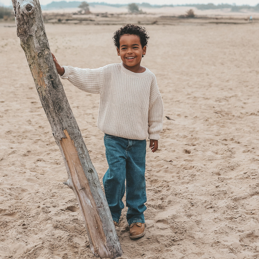 Your Wishes Knit Chunky Sweater Sand - Kindertrui - Ecru 2