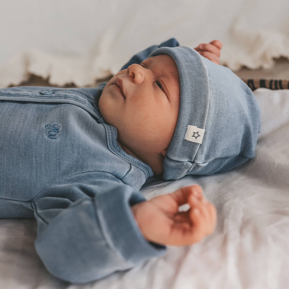 Your Wishes Knitted Denim Hat - Newborn Mutsje - Blauw 2