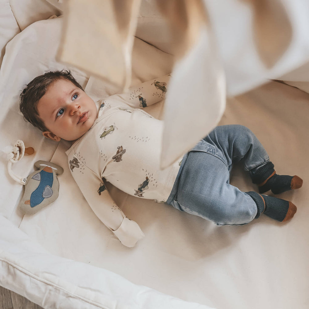 Your Wishes Knitted Denim Jogging - Newborn Broekje - Blauw 2