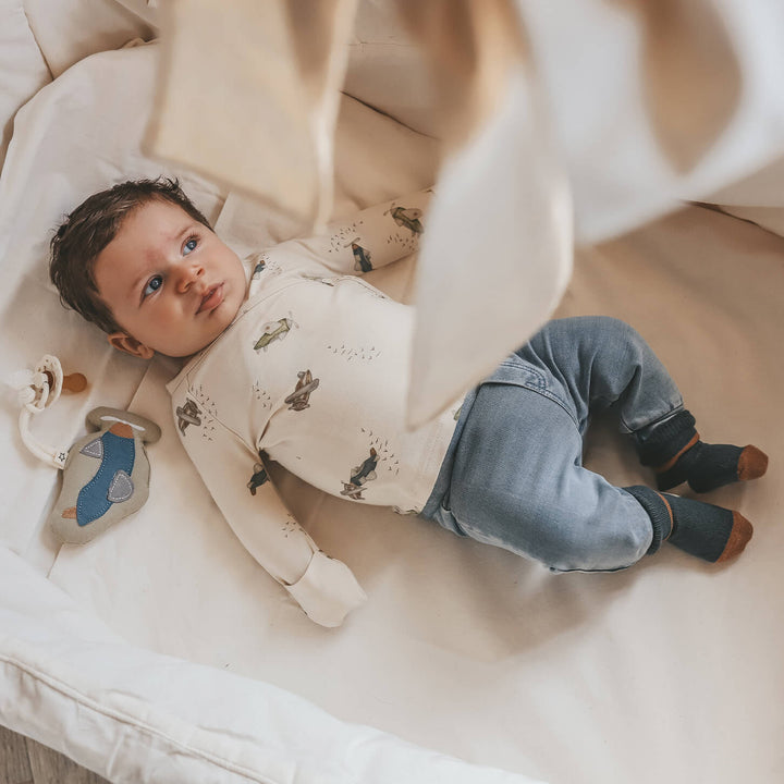 Your Wishes Knitted Denim Jogging - Newborn Broekje - Blauw 2