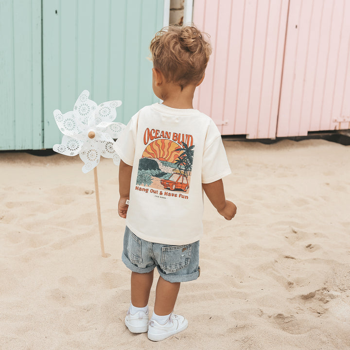 Your Wishes Ocean BLVD Oversized Tee - Jongens Shirt - Ecru 2