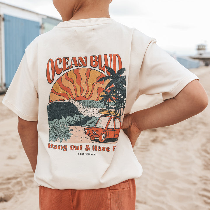Your Wishes Ocean BLVD Oversized Tee - Jongens Shirt - Ecru 8
