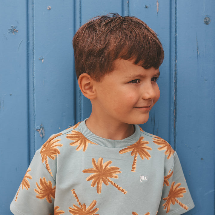 Your Wishes Palms Oversized Tee - Jongens Shirt - Blauw 4