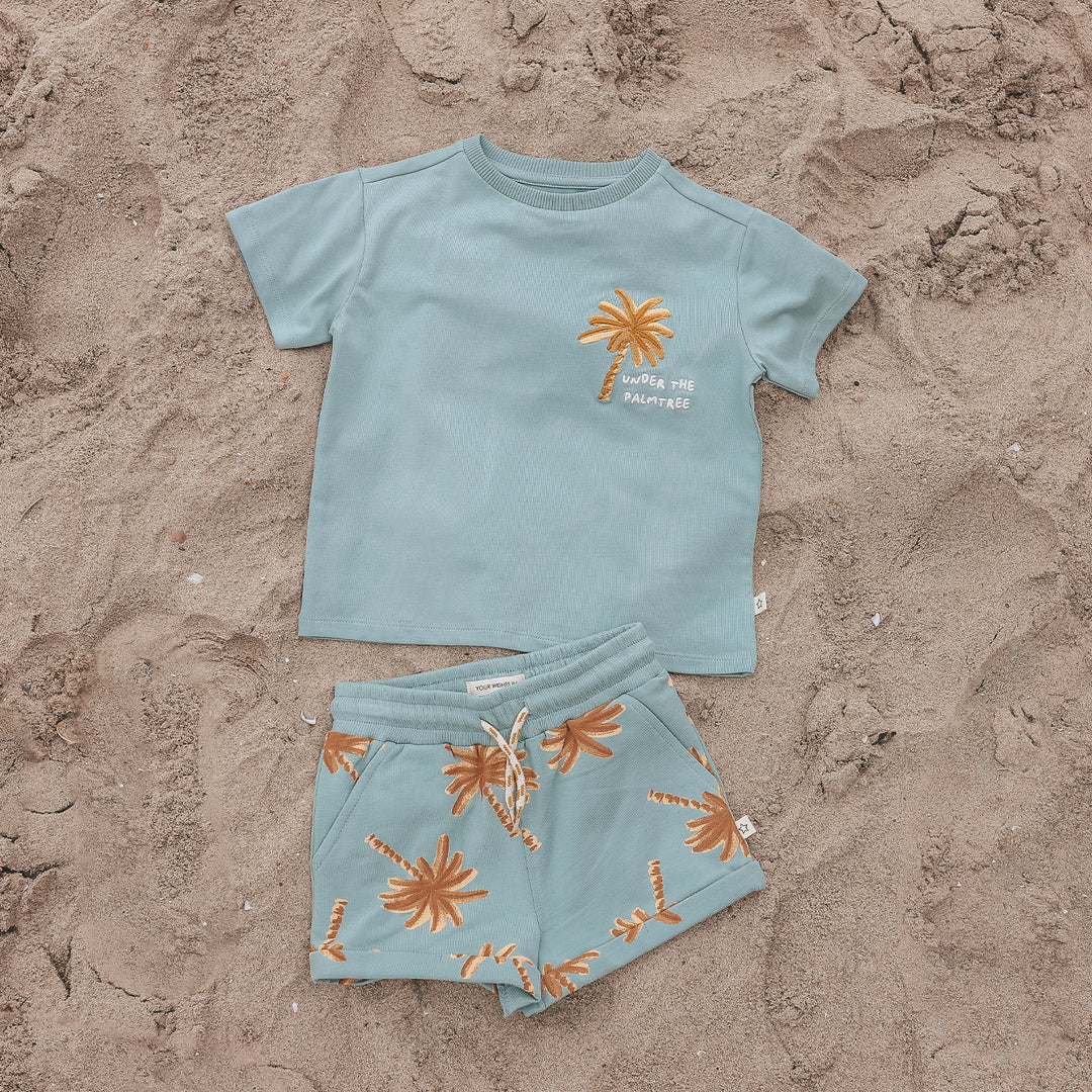Your Wishes Palmtrees Oversized Tee - Jongens Shirt - Blauw 2