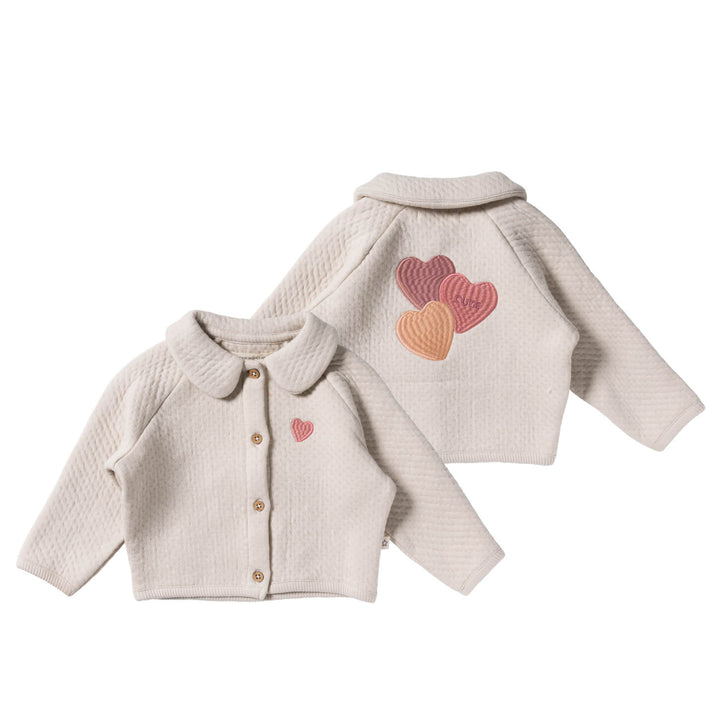 Your Wishes Quilted Jersey Cardigan - Newborn Vest - Ecru 1
