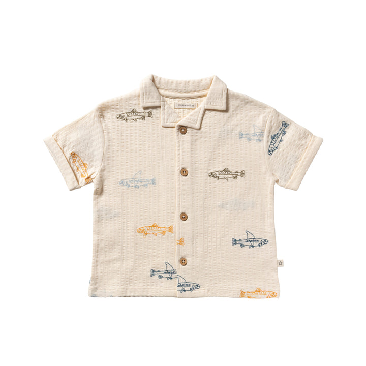 Your Wishes Shark Fish Loose Shirt - Kinder Blouse Ecru 1