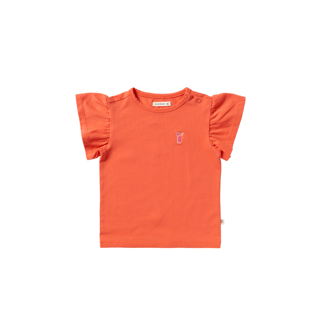 Your Wishes Single Jersey Ruffle Shirt - Meisjes Shirt Roze 1