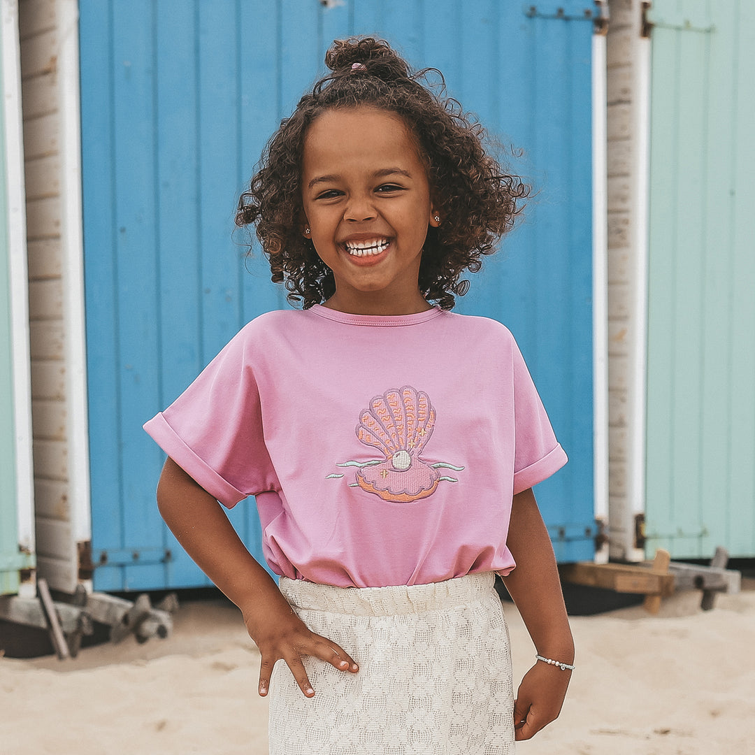 Your Wishes Single Jersey Wide Tee - Meisjes Top - Paars 2