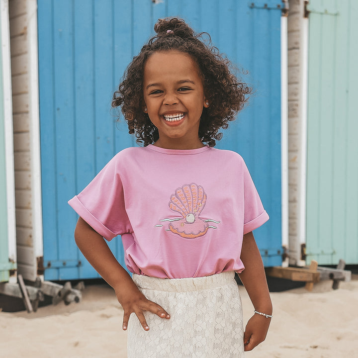 Your Wishes Single Jersey Wide Tee - Meisjes Top - Paars 2