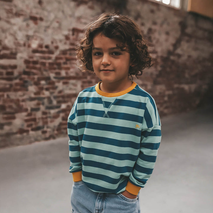 Your Wishes Stripe French Knit Sweater Corsair - Kindertrui 2