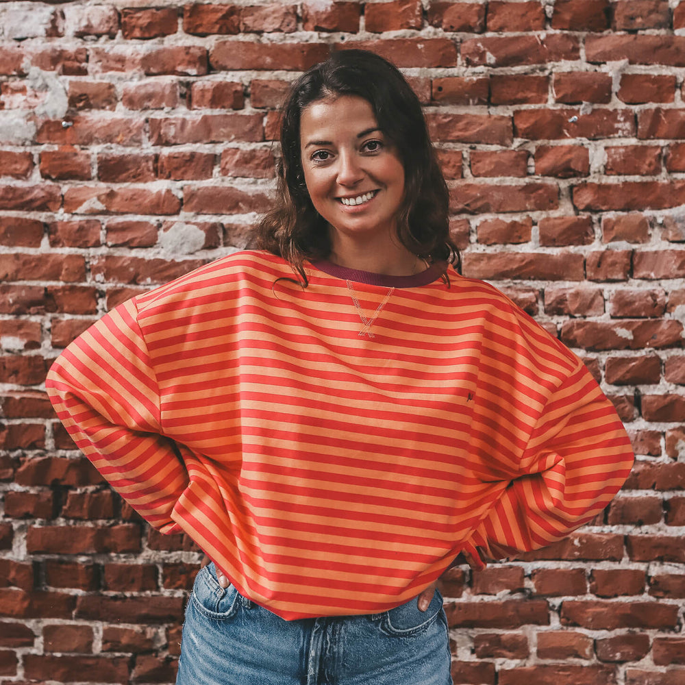 Your Wishes Stripe French Knit Sweater Mom Beetroot Purple 2