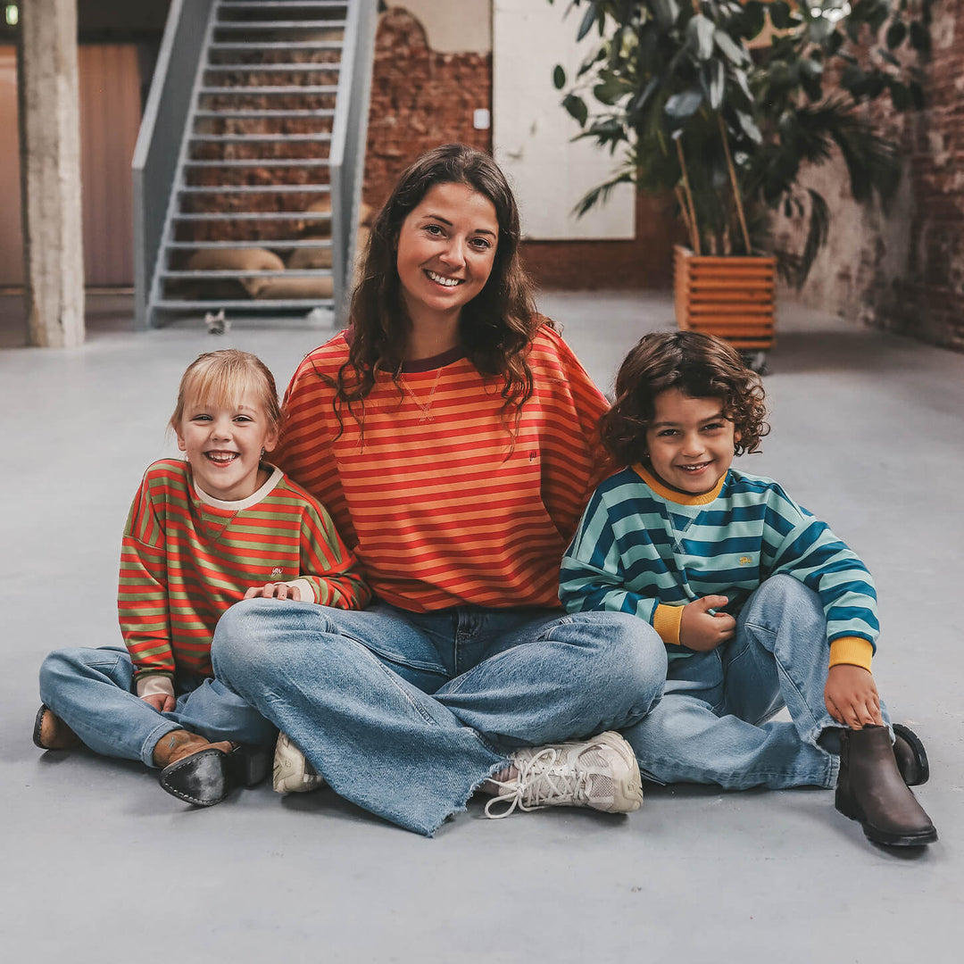 Your Wishes Stripe French Knit Sweater Mosstone - Kindertrui 3