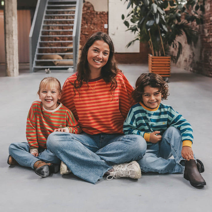 Your Wishes Stripe French Knit Sweater Mosstone - Kindertrui 3