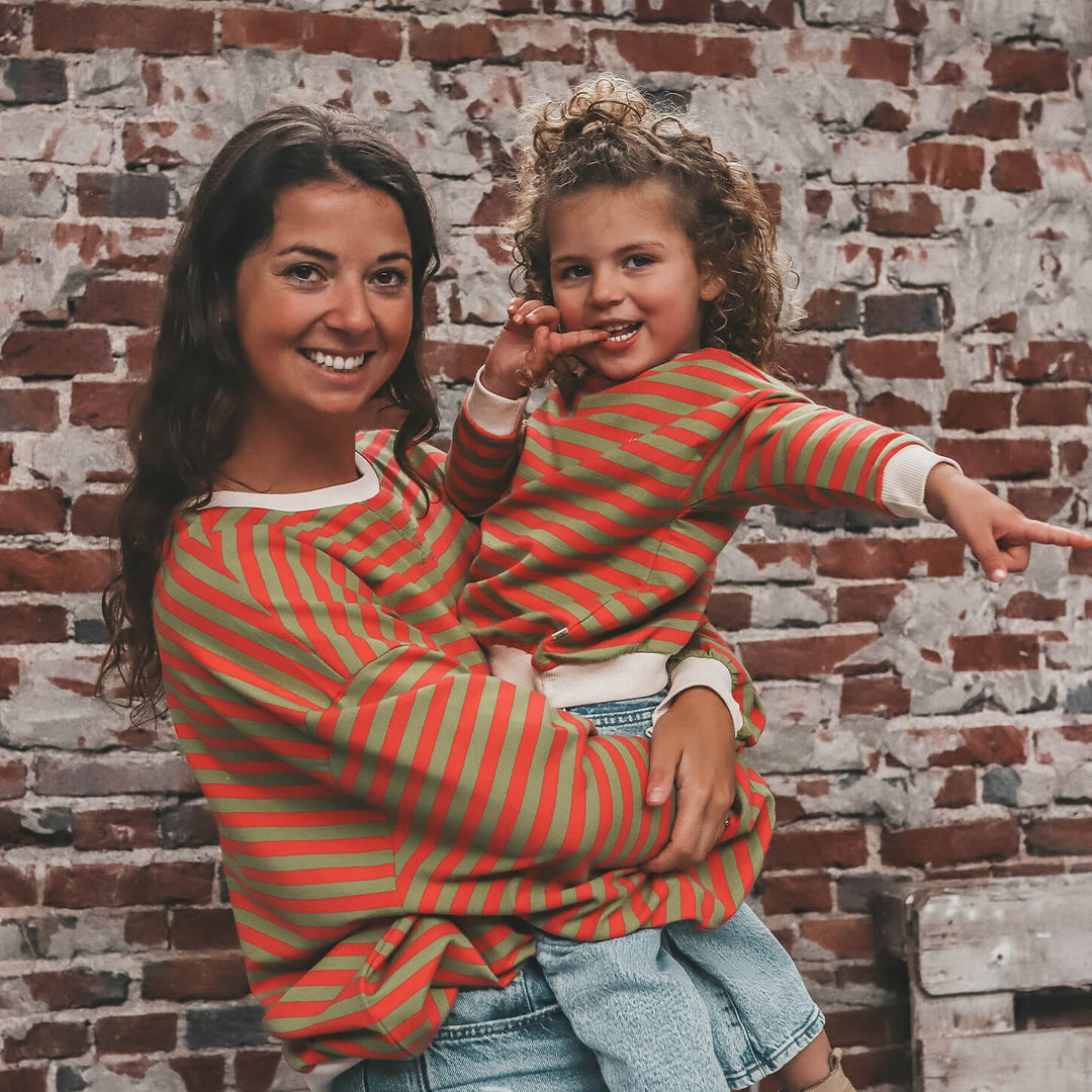 Your Wishes Stripe French Knit Sweater Mosstone - Kindertrui 5