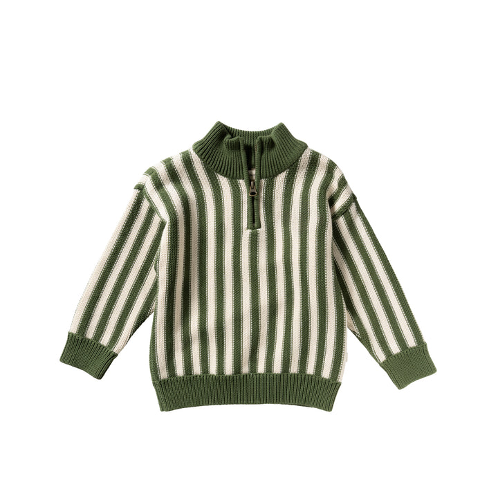 Your Wishes Stripe Knit Collar Sweater - Jongenstrui - Groen 1