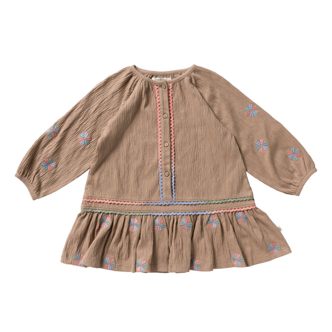 Your Wishes Wavy Flowy Dress Jurk Taupe – Bee Cute