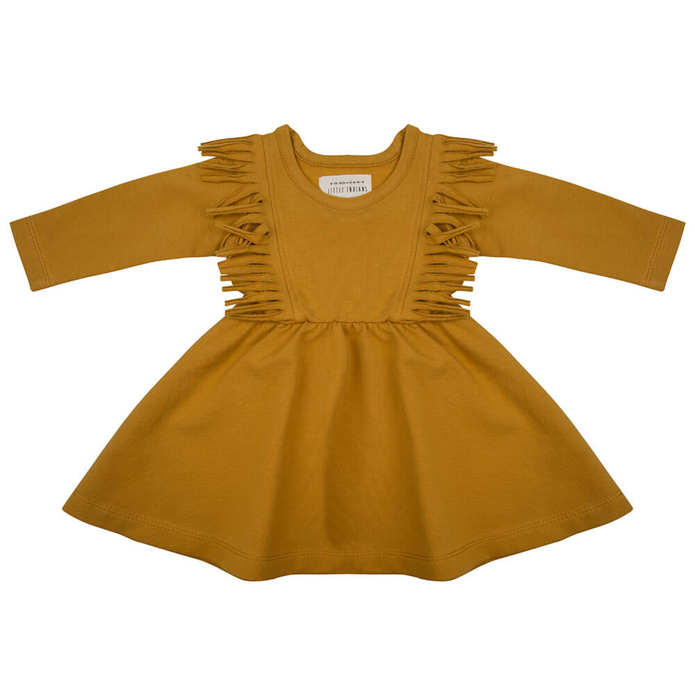 Little Indians Boho Dress Honey - Kinder Jurk - Geel1