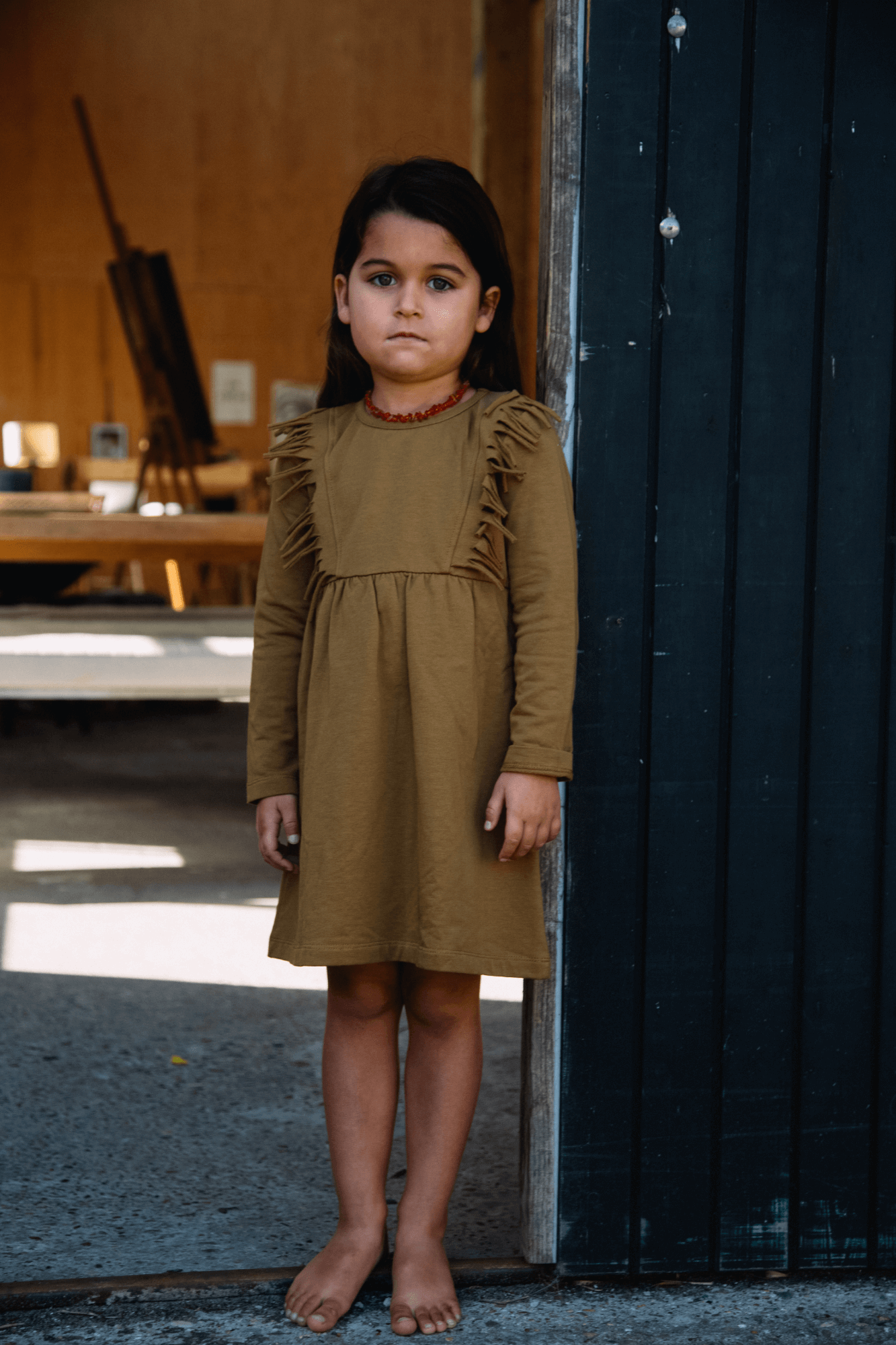 Little Indians Boho Dress Vintage Olive - Kinderjurk - Groen3