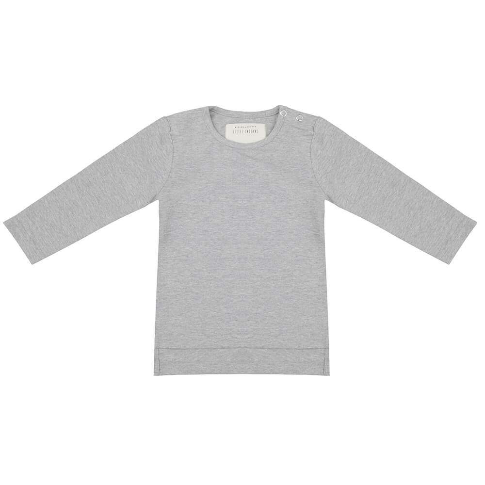 Little Indians Longsleeve Grey Melange - Kinder Shirt Grijs1