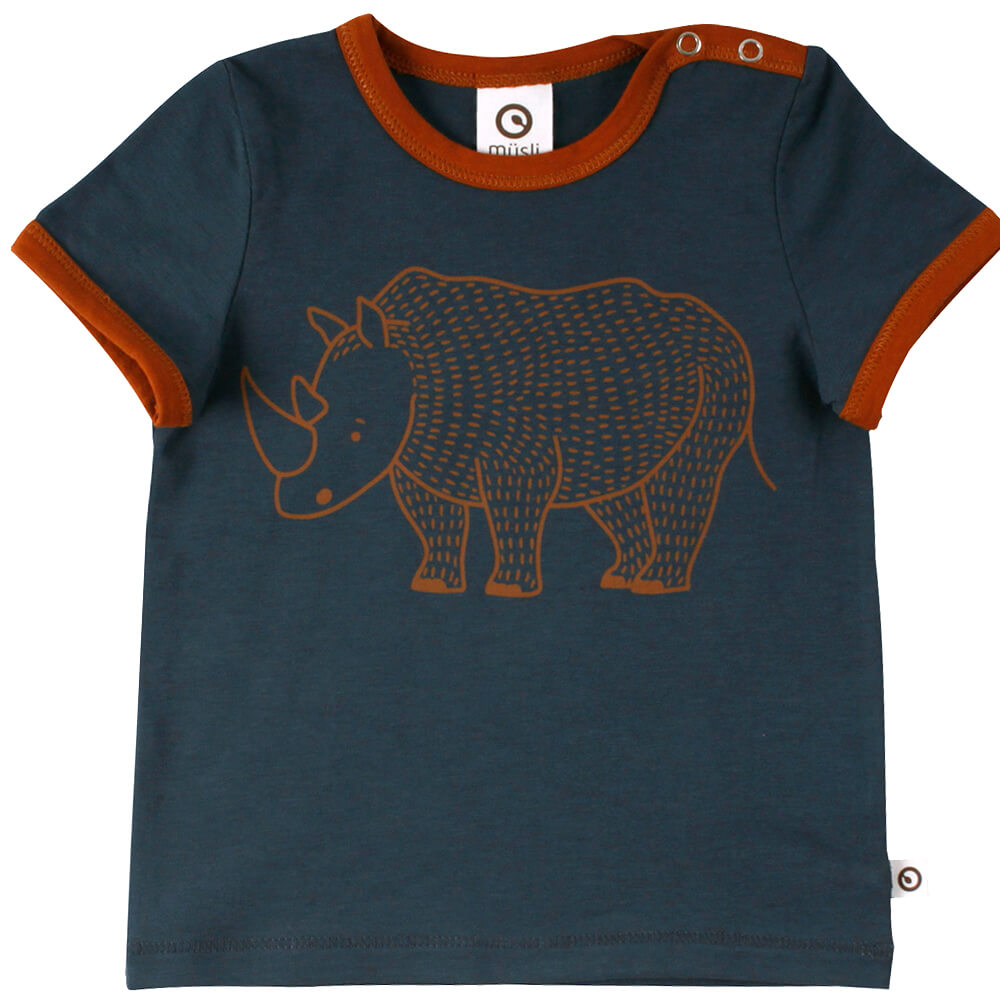 Müsli Rhino Short Sleeve Top - Baby Shirt - Donkerblauw1