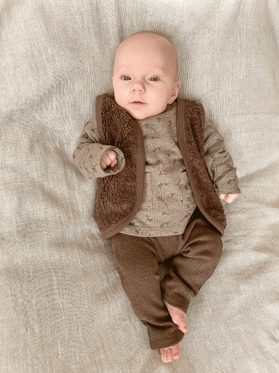 Riffle Gilet Brown Cotton Fur - Baby Gilet - Bruin4