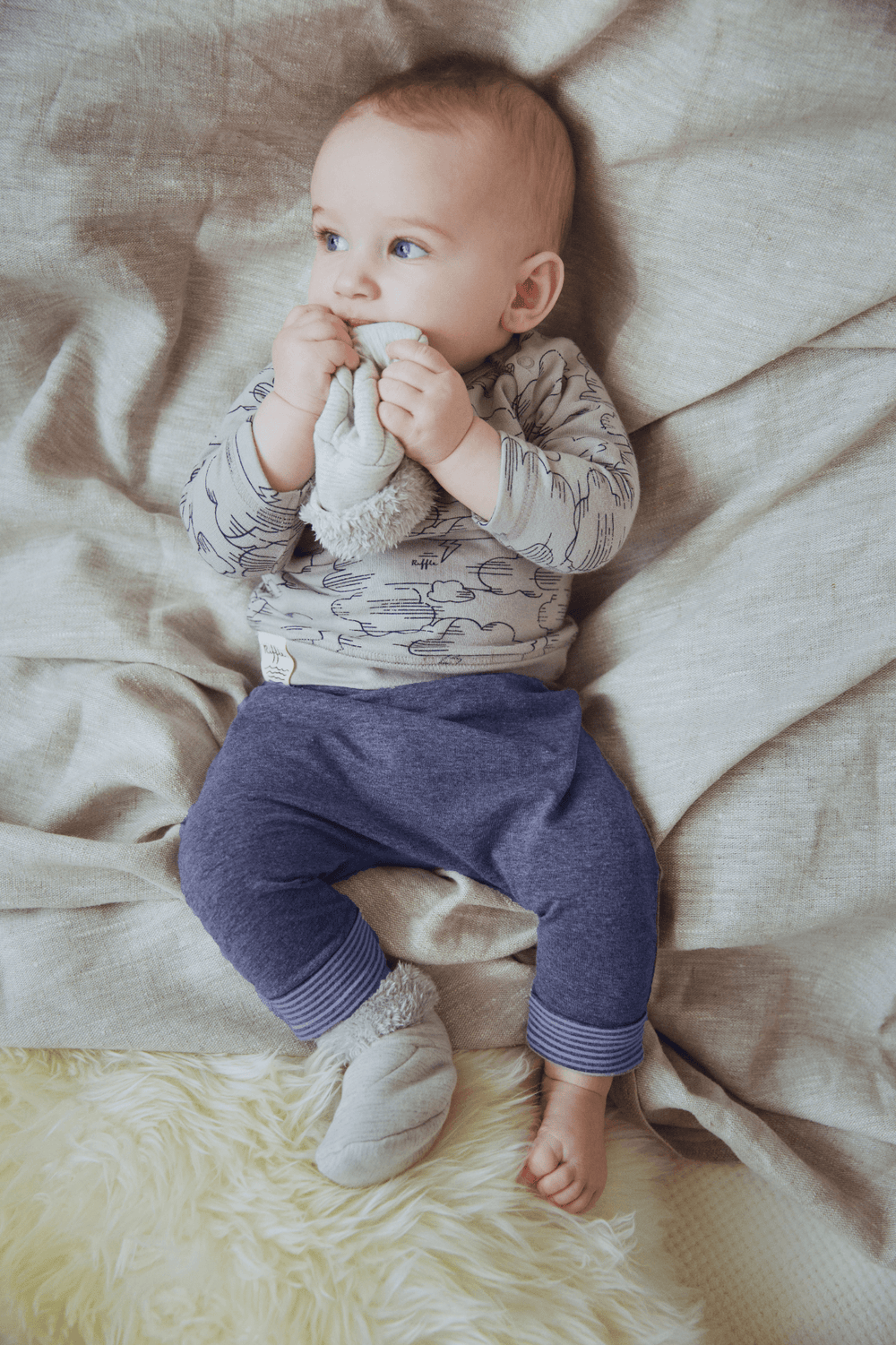 Riffle Pants Stripe Indigo - Baby Broekje - Donkerblauw2