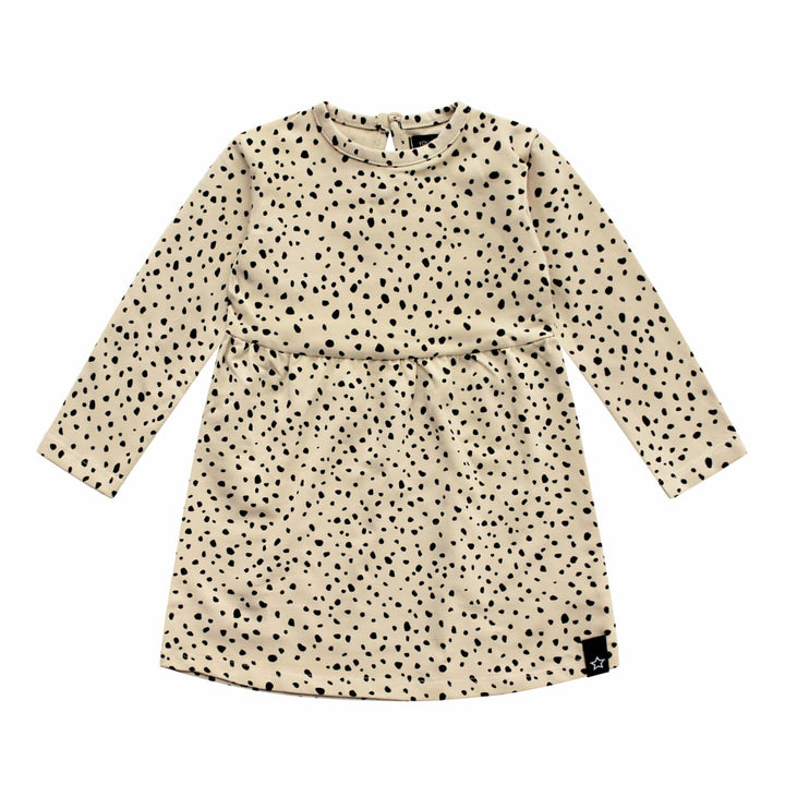 Your Wishes Cheetah Pleated Dress LS - Baby Jurkje - Ecru1
