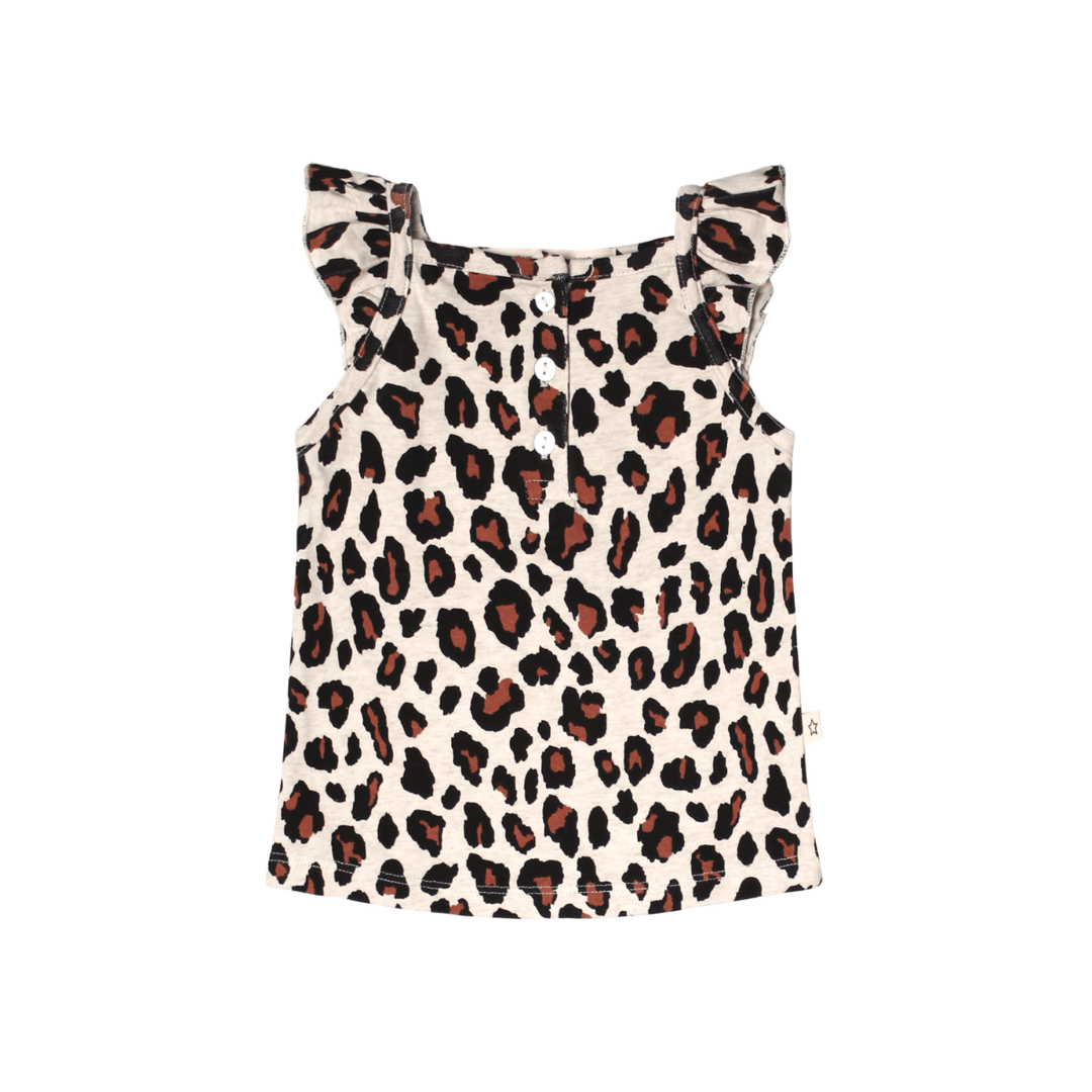Your Wishes Leopard Ruffle Singlet - Baby Topje - Multicolor1