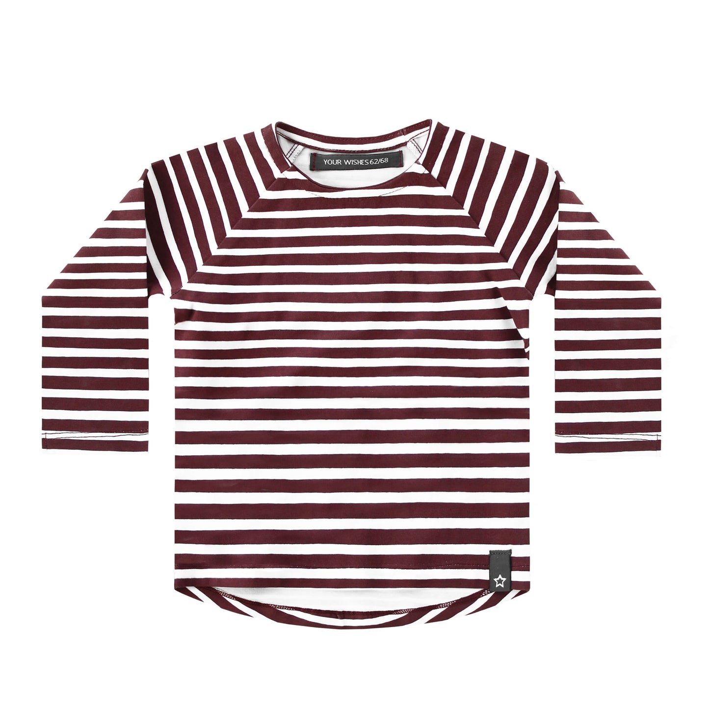 Your Wishes Raglan Longsleeve Wine Stripes - Baby Shirt Rood1