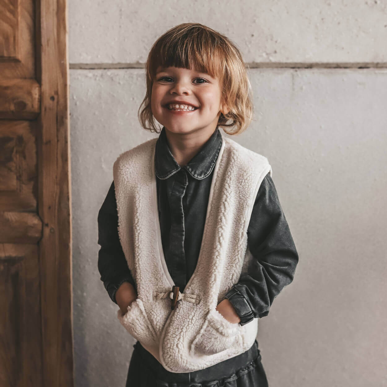 Your Wishes Teddy Nona - Kinder Gilet - Off White3